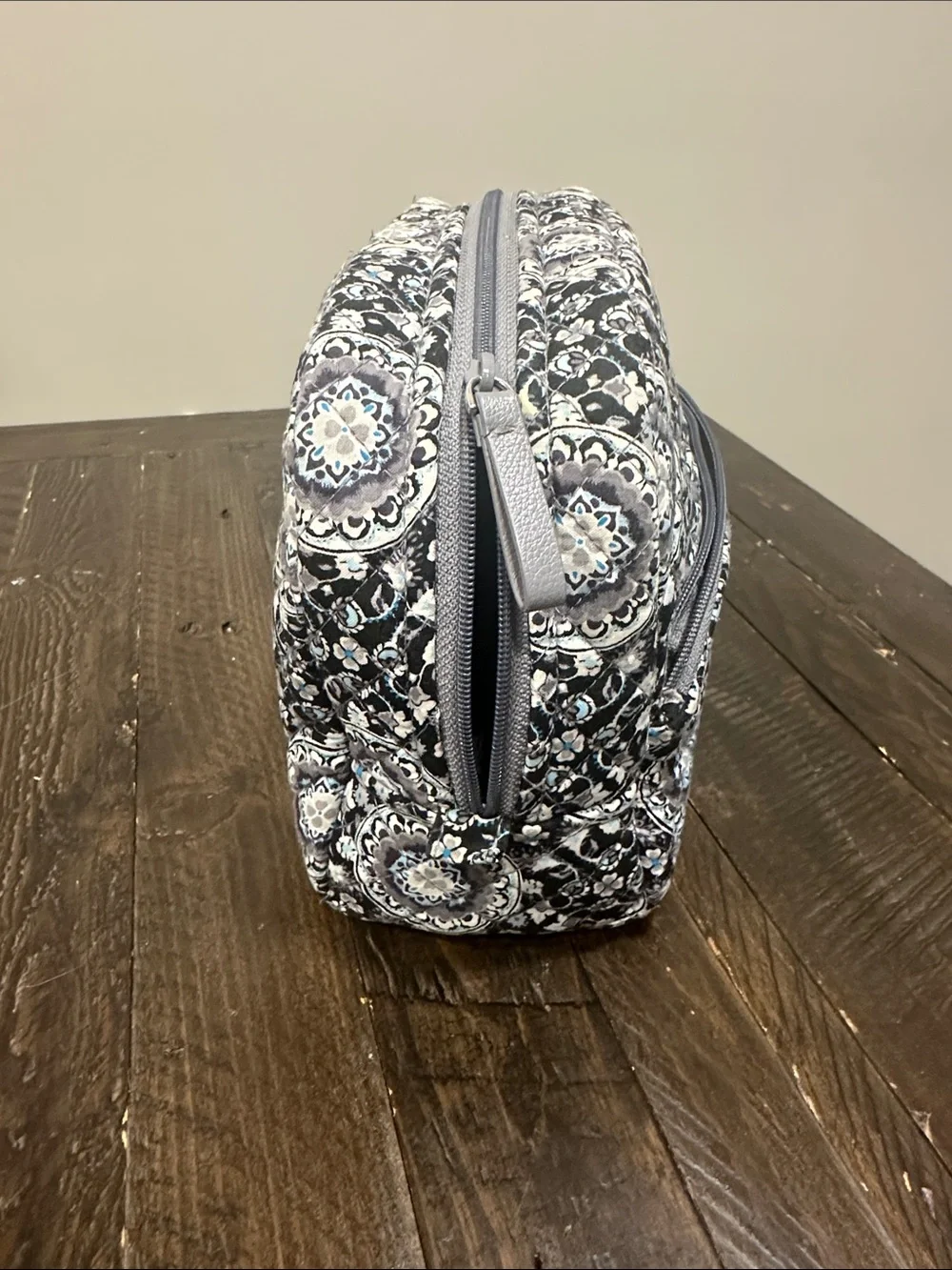 Vera Bradley Quilted Medallion Cosmetic Pouch - Gray Blue Floral